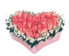kalp i�erisinde 9 adet pembe g�l Ankara Temelli 14 �ubat sevgililer g�n� �i�ek 
