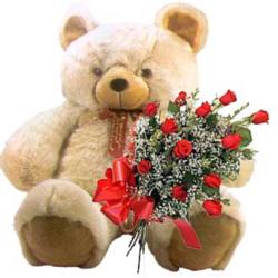 kocaman ayicik ve 10 g�l  Temelli anneler g�n� �i�ek yolla 