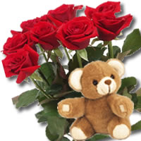 11 adet g�l ve ayicik buket  Temelli cicek , cicekci 
