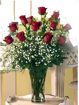 Temelli �i�ek g�nderme sitemiz g�venlidir  11 adet kirmizi g�l vazo i�erisinde