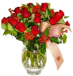 �i�ek�i Temelli �i�ek servisi , �i�ek�i adresleri  11 adet kirmizi g�l  cam aranjman halinde