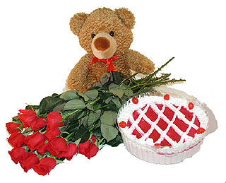 �i�ek�i Temelli �i�ek servisi , �i�ek�i adresleri  12 adet kirmizi g�l ayicik ve yaspasta