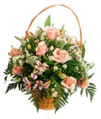sepet i�erisinde 11 adet g�l ve kir �i�ekleri �i�ek�i Temelli �i�ek servisi , �i�ek�i adresleri 