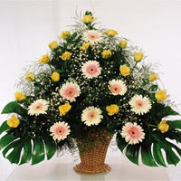 Temelli ankara �i�ek ma�azas� , �i�ek�i adresleri  17 adet sari g�l 9 adet gerbera sepette