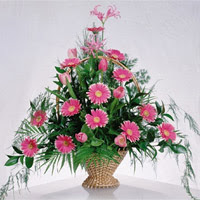 gerbera �i�eklerinden sepet tanzimi Ankara Temelli hediye �i�ek yolla 