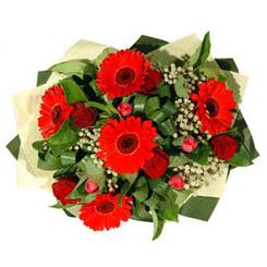 Temelli Ankara hediye sevgilime hediye �i�ek   5 adet kirmizi g�l 5 adet gerbera demeti