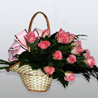 Temelli Ankara hediye sevgilime hediye �i�ek  13 adet pembe g�l sepet i�erisinde