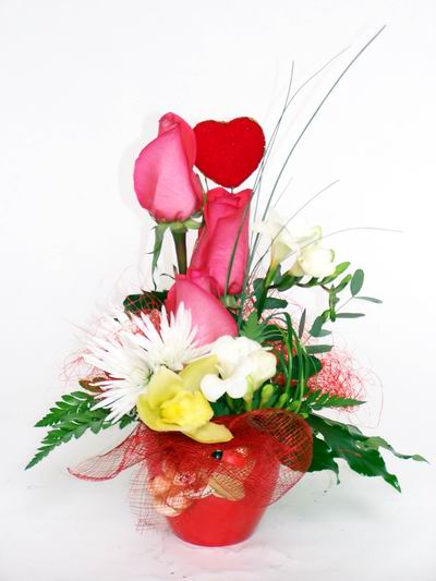Temelli Ankara hediye sevgilime hediye �i�ek  cam i�erisinde 3 adet g�l ve kir �i�ekleri