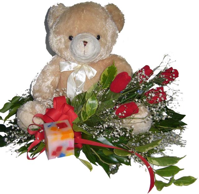 Ankara Temelli �i�ek yolla , �i�ek g�nder , �i�ek�i   5 adet g�l , mum ve ayicik sevdiklerinize �zel 