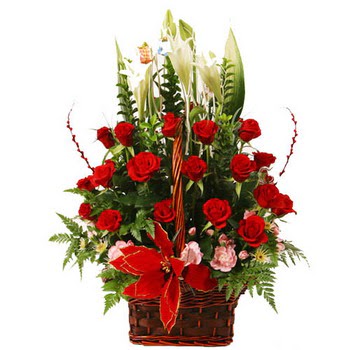 Temelli �i�ek sat��� , �i�ek�i , �i�ek�ilik  12 g�l den ve kir �i�eklerinden sepet tanzimi