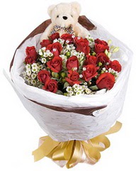 15 cm boyutlarinda ayicik ve 12 adet g�l Temelli ankara �i�ek ma�azas� , �i�ek�i adresleri 