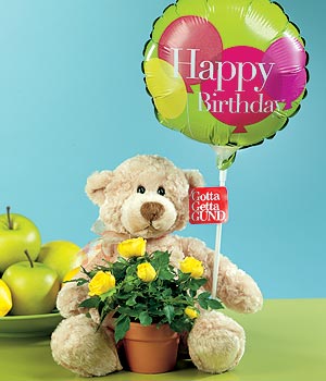 �i�ek�i Temelli �i�ek servisi , �i�ek�i adresleri  Ayicik balon ve saksida sari g�ller