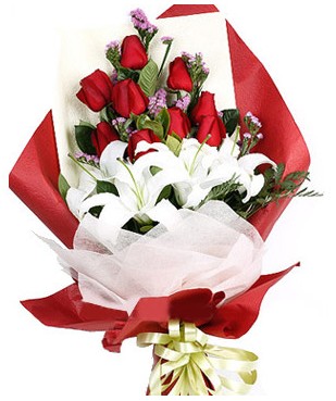Temelli ankara �i�ekleri g�venli kaliteli h�zl� �i�ek  1 dal kazablankaa 9 adet k�rm�z� g�l buketi