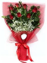 7 adet k�rm�z� g�lden buket tanzimi Temelli ankara �nternetten �i�ek sipari�i 