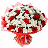 11 adet k�rm�z� g�l ve beyaz k�r �i�e�i Ankara Temelli kaliteli taze ve ucuz �i�ekler 