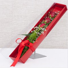 Kutu i�erisinde 3 adet k�rm�z� g�l Ankara Temelli �i�ek yolla , �i�ek g�nder , �i�ek�i  