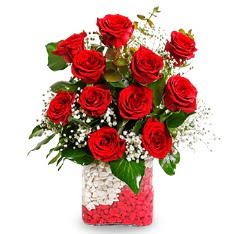 11 adet k�rm�z� g�l vazosu Temelli ankara �nternetten �i�ek sipari�i 