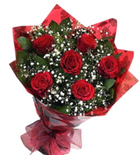 6 adet k�rm�z� g�lden buket Temelli ankara internetten �i�ek sat��� 