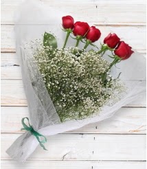 5 k�rm�z� g�lden sade buket Temelli cicek , cicekci 