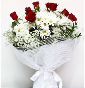 9 adet k�rm�z� g�l ve papatyalar buketi Temelli ankara �i�ek�i telefonlar� yurti�i ve yurtd��� �i�ek sipari�i 