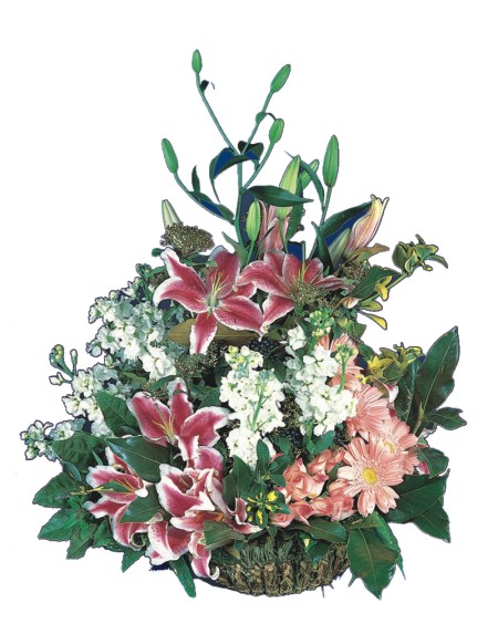 Ankara Temelli �i�ek yolla , �i�ek g�nder , �i�ek�i   Pembe gerbera ve lilyum sepeti 