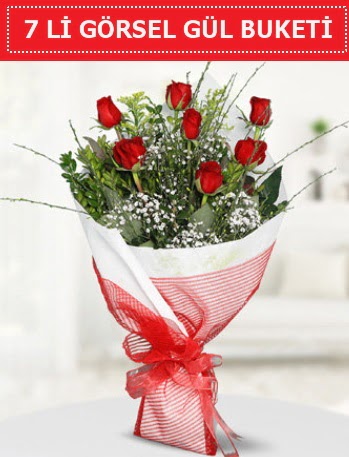 7 adet k�rm�z� g�l buketi A�k budur Ankara Temelli 14 �ubat sevgililer g�n� �i�ek 