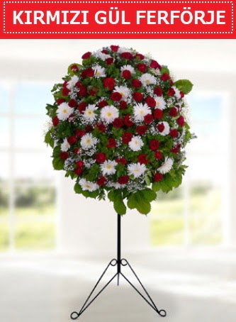 K�rm�z� g�l ferf�rje 40 adet g�l ve gerbera Temelli cicek , cicekci 