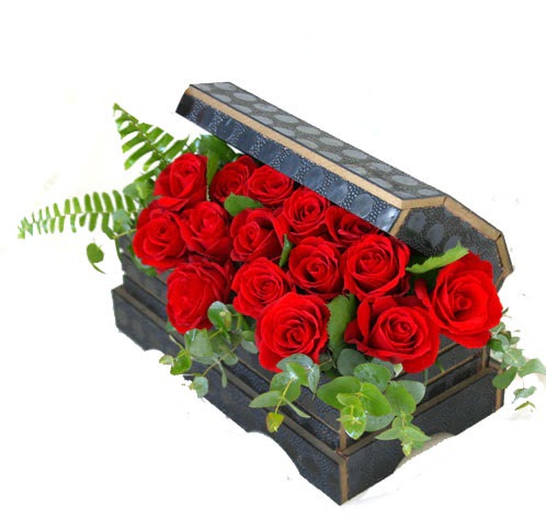 Sandik i�erisinde 12 adet kirmizi g�l Temelli ankara �i�ekleri g�venli kaliteli h�zl� �i�ek 