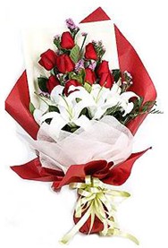 Temelli �i�ek online �i�ek sipari�i  9 adet g�l 2 adet kazablanka buketi