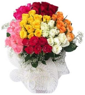 Temelli Ankara �i�ek g�nder uluslararas� �i�ek g�nderme  51 adet farkl� renklerde g�l buketi