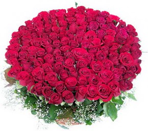 Ankara Temelli �i�ek�iler  100 adet k�rm�z� g�lden g�rsel buket