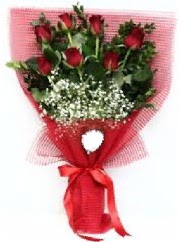 7 adet k�rm�z� g�lden buket tanzimi Temelli ankara �nternetten �i�ek sipari�i 