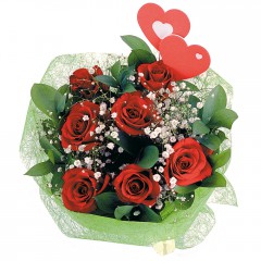 Ankara Temelli kaliteli taze ve ucuz �i�ekler  7 adet k�rm�z� g�l ve 2 adet kalp �ubuk