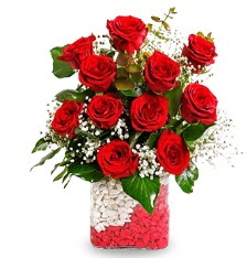 11 adet k�rm�z� g�l vazosu Temelli ankara �nternetten �i�ek sipari�i 