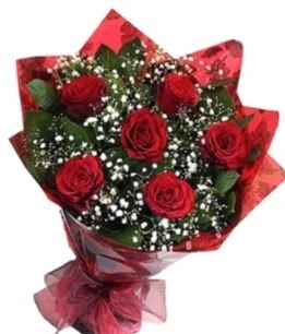 6 adet k�rm�z� g�lden buket Temelli ankara internetten �i�ek sat��� 
