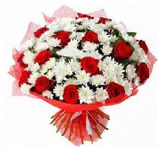 11 adet k�rm�z� g�l ve 1 demet krizantem Ankara Temelli hediye �i�ek yolla 