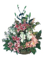 Ankara Temelli �i�ek yolla , �i�ek g�nder , �i�ek�i   Pembe gerbera ve lilyum sepeti 