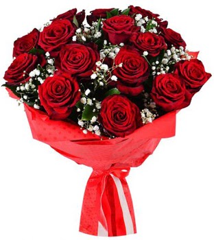 K�z isteme �i�e�i buketi 17 adet k�rm�z� g�l Temelli Ankara �i�ek g�nder uluslararas� �i�ek g�nderme 