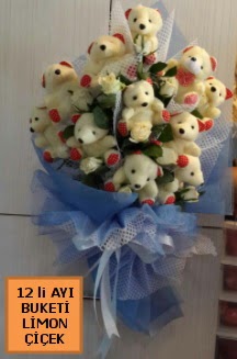 12 Adet ay�c�ktan pelu� ay� buketi Temelli cicek , cicekci 