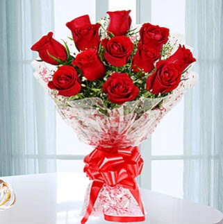 11 adet k�rm�z� g�lden g�rsel ��k buket Temelli Ankara hediye sevgilime hediye �i�ek 