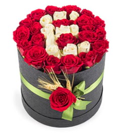 41 adet k�rm�z� beyaz g�l harfli Temelli cicek , cicekci  