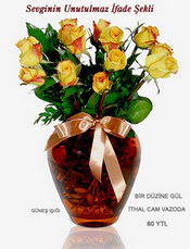 Ankara Temelli kaliteli taze ve ucuz �i�ekler  mika yada Cam vazoda 12 adet sari g�l